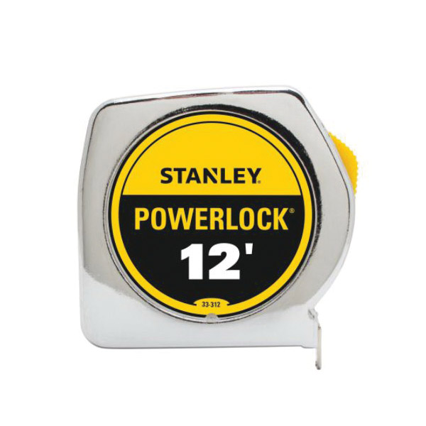 STANLEY POWERLOCK Series 33-312 Measuring Tape, 12 ft L Blade, 3/4 in W Blade, Steel Blade, Metal Case - 2