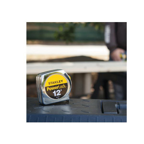 STANLEY POWERLOCK Series 33-312 Measuring Tape, 12 ft L Blade, 3/4 in W Blade, Steel Blade, Metal Case - 3