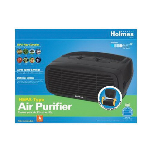 Holmes HAP242B-U Air Purifier, HEPA Filter, Air Filter Media, 2 um, 109 sq-ft Coverage Area, Black