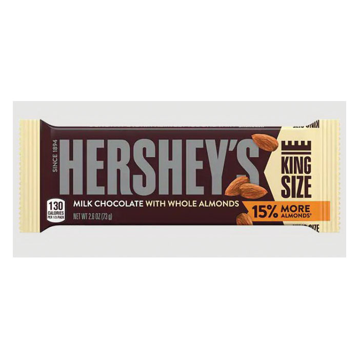 Hershey's HA18 Milk Chocolate with Almonds Bar, 2.6 oz