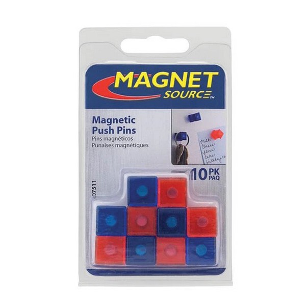 Magnet Source 07511 Magnetic Push Pin, 1/2 in L, 1/2 in W, Blue/Pink