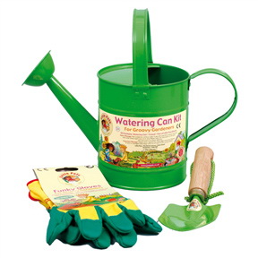 Little Pals 7-LP431 Watering Can Kit, Paint Your Own, Metal, Green, 4-Piece - 1