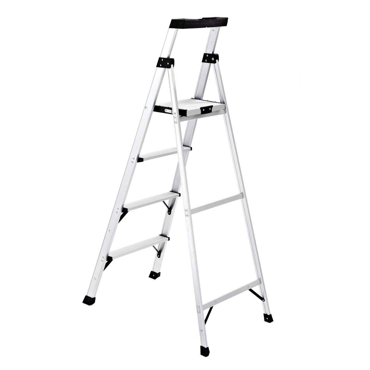 Tricam RMA-5XS Step Stool, 68-1/2 in H, 4-Step, 250 lb, 10-1/2 in D Step, Aluminum