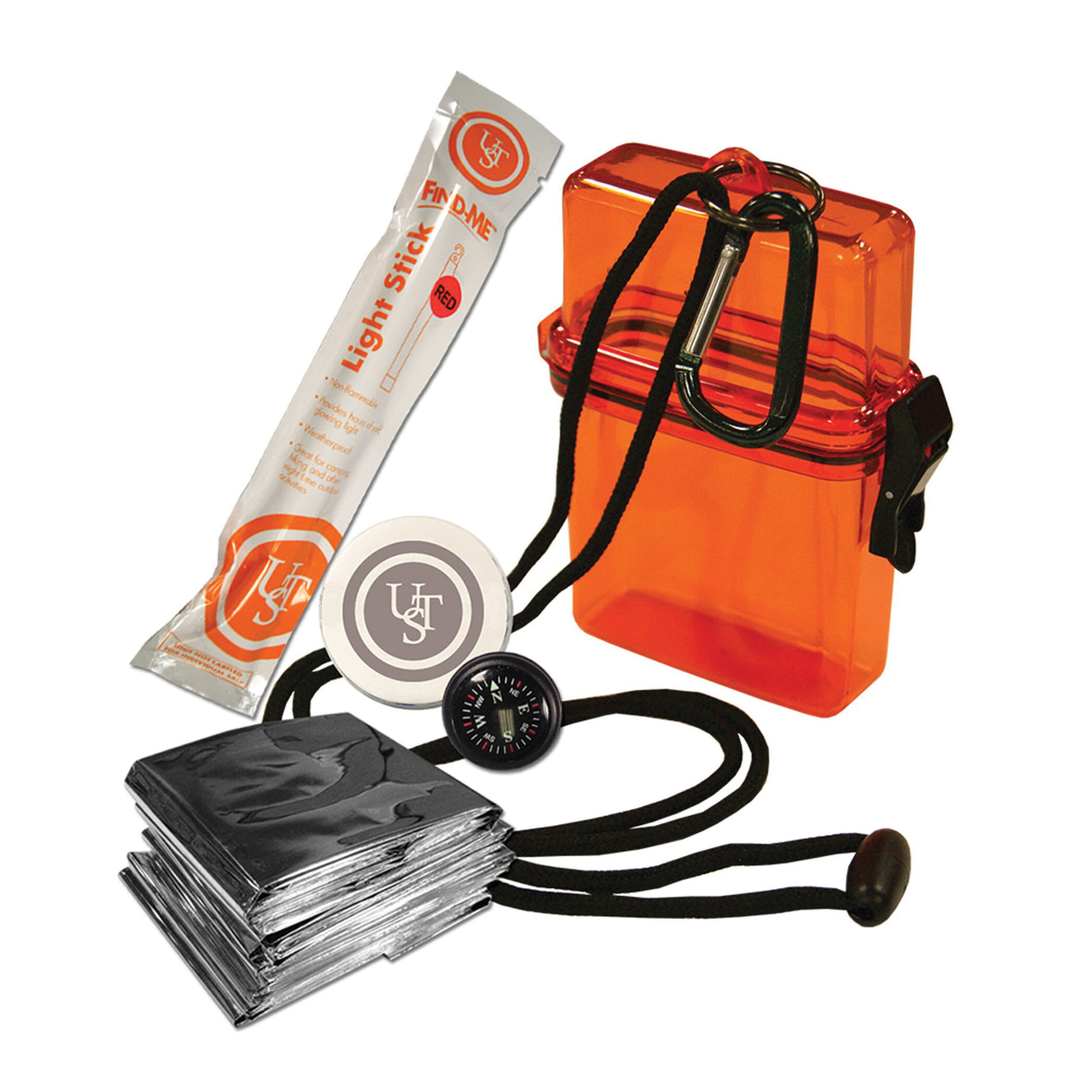 ust 20-727-01 Watertight Survival Kit, Plastic, Orange