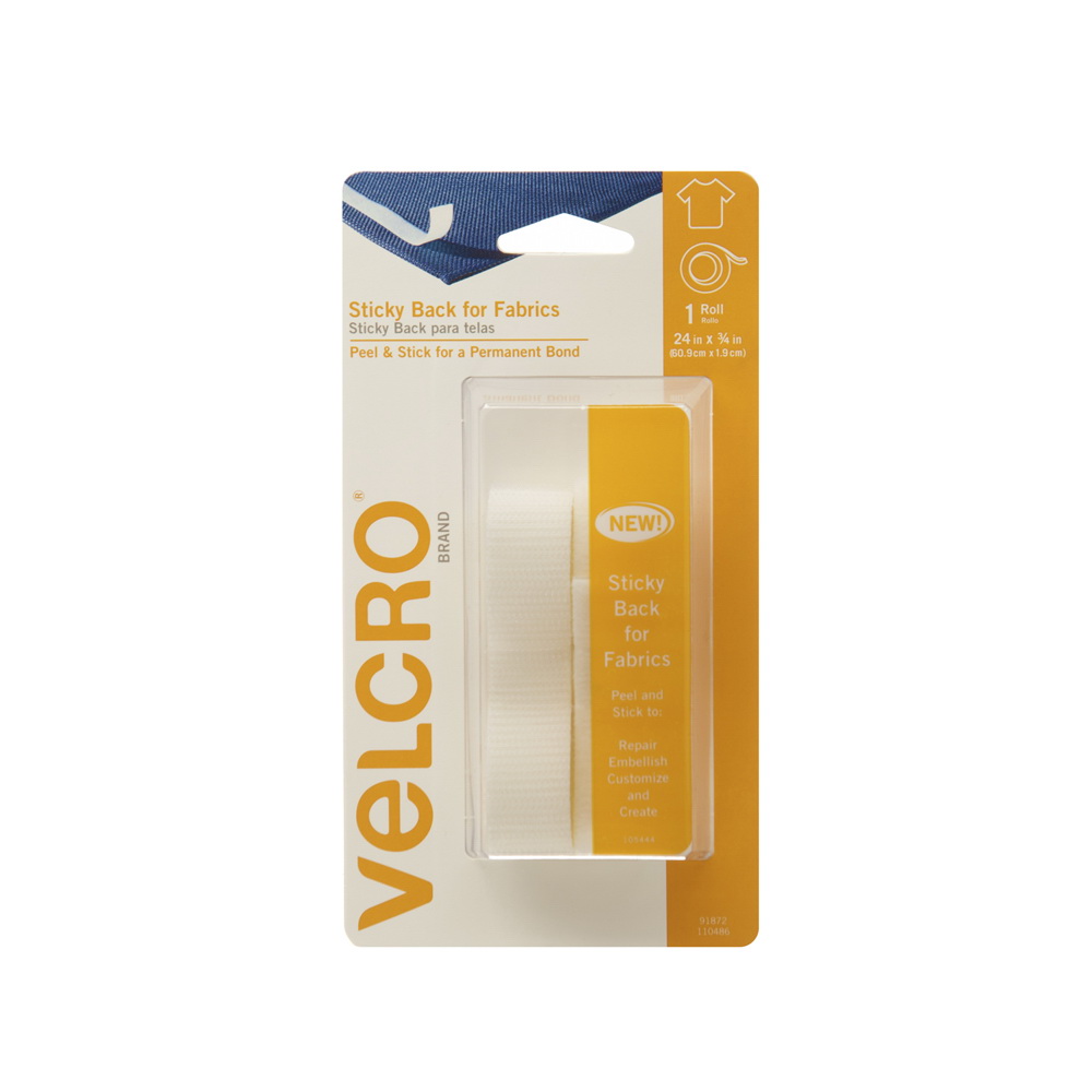 VELCRO Brand 91872 Sticky Back Tape, 3/4 in W, 24 in L, White