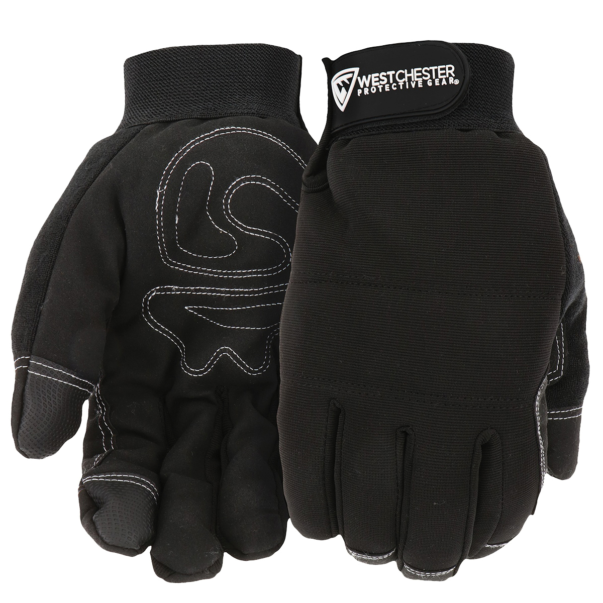 96580/L Work Gloves, L, Hook and Loop Cuff, Polyester, Black