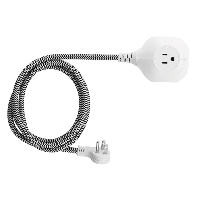 Link2Home EM-TXC302B Extension Cord, 16/3 AWG Cable, Low Profile Plug, 13 A, 125 V, Black/Gray/White - 2