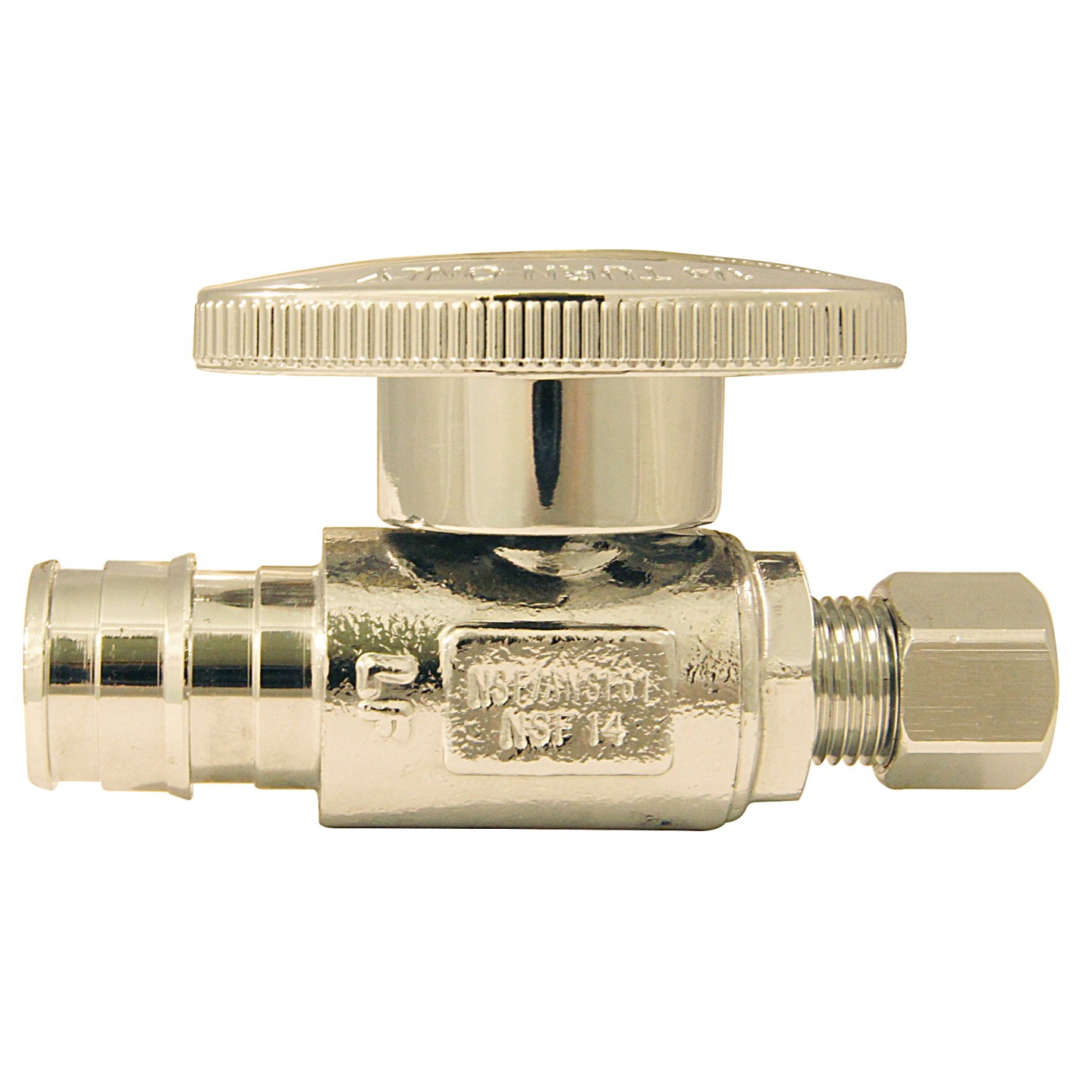 EPXVS1214C Straight Stop Valve, 1/2 x 1/4 in Connection, PEX x Compression, 200 psi Pressure, Brass Body