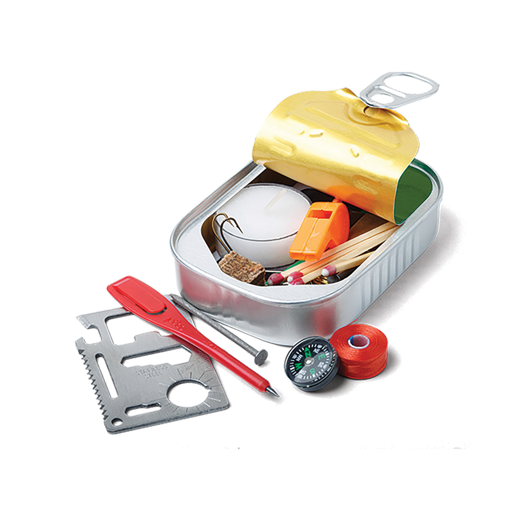 9850 Survival Kit, Includes: (1) Compass, (2) Fire Starter, (1) 9.8 ft Multi-Use Cord