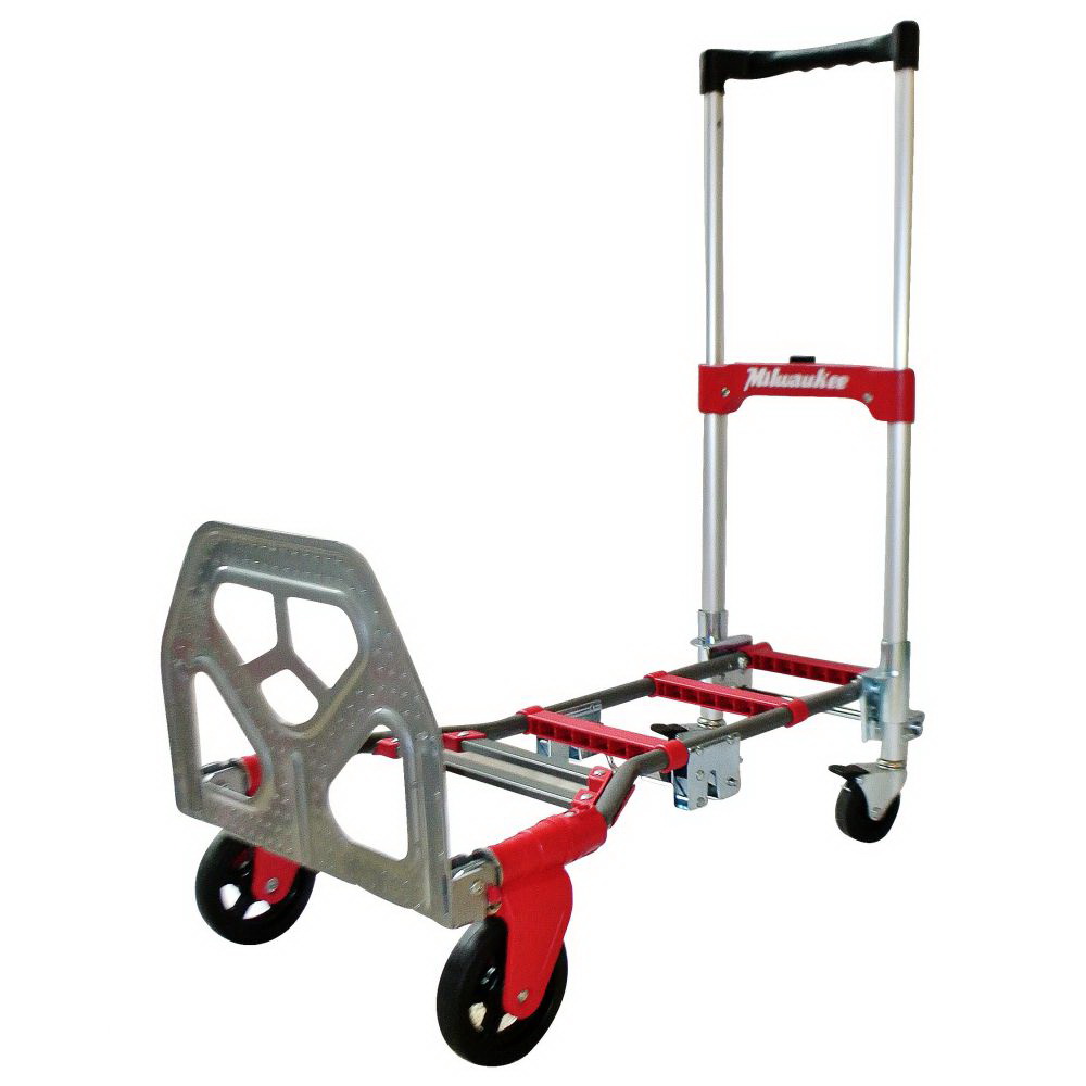 Milwaukee Hand Truck 73333 Hand Truck, 150, 300 lb, 8-1/2 in L Platform, 25 in W Platform, Aluminum/Steel