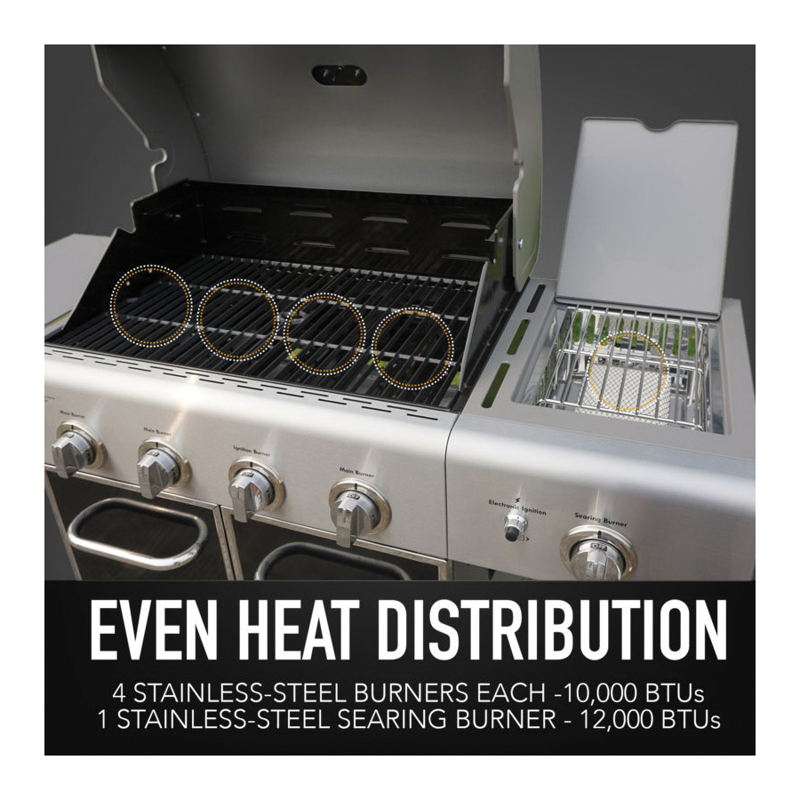 Kenmore PG-40409S0LB Gas Grill, 40,000 Btu BTU, Propane, 4 -Burner, 425 sq-in Primary Cooking Surface, Black