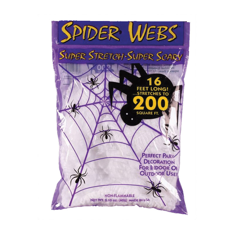 Fun World Super Strrretch 9528 Spider Web, 16 ft L, White