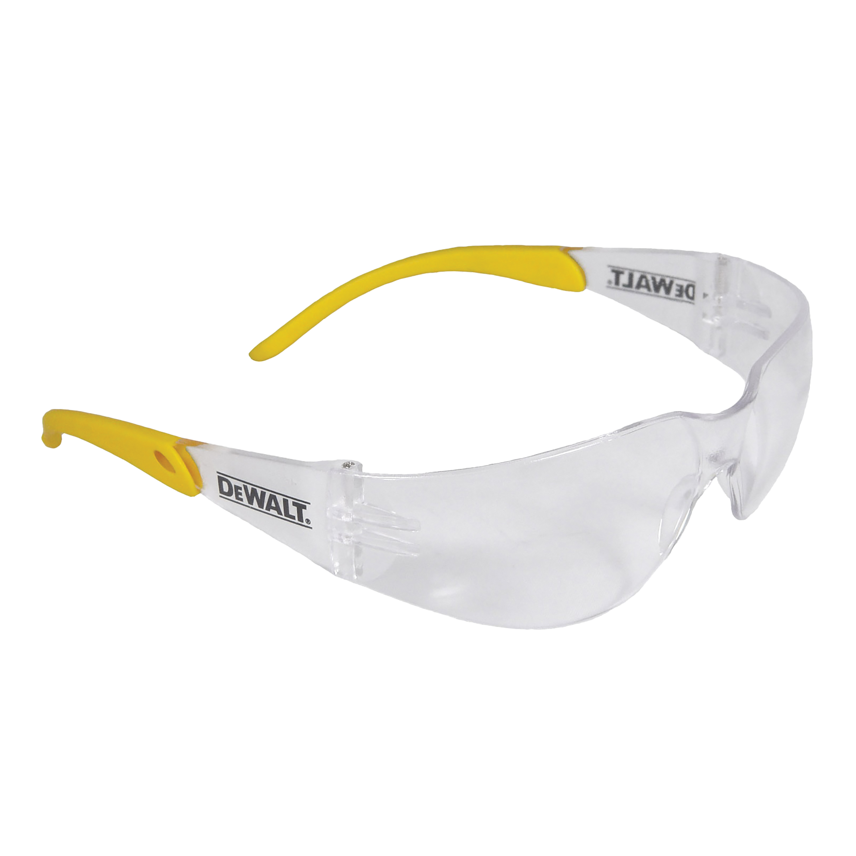DEWALT DPG54-1C Safety Glasses, Scratch-Resistant Lens, Clear Lens, Black/Yellow Frame, Polycarbonate Lens, Plastic Frame