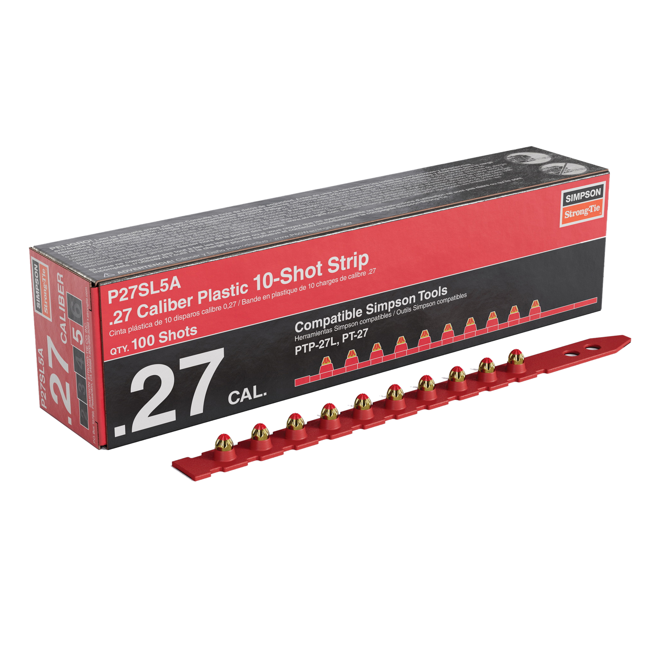 P27SL P27SL5A Series Strip Load, For: PTP-27L Fastening Tool, 0.27 Caliber, Power Level: 5