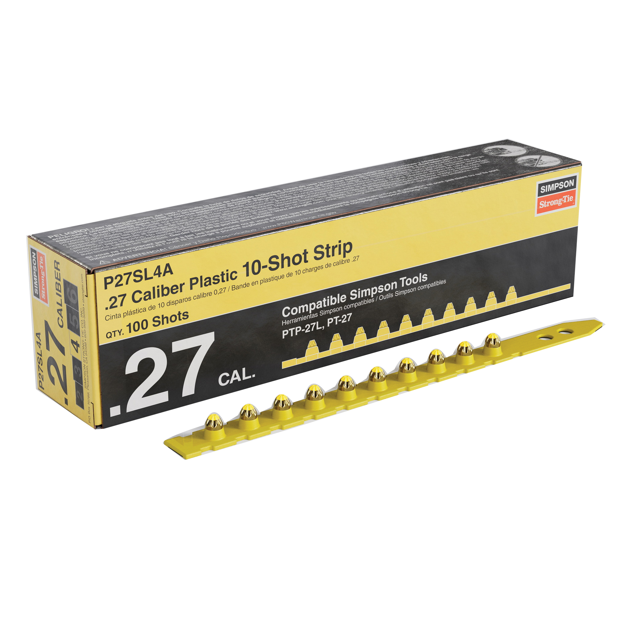 Simpson Strong-Tie P27SL P27SL4A Series Strip Load, For: PTP-27L Fastening Tool, 0.27 Caliber, Power Level: 4, 100/PK
