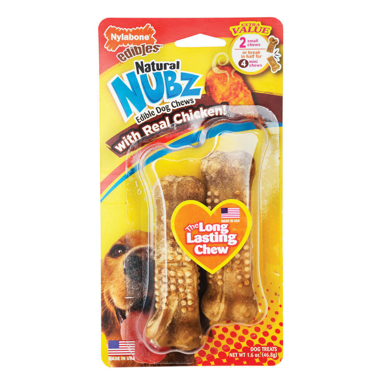 Nubz NEN203TPW Dog Chew, L, Chicken Flavor, 30 lb Pack