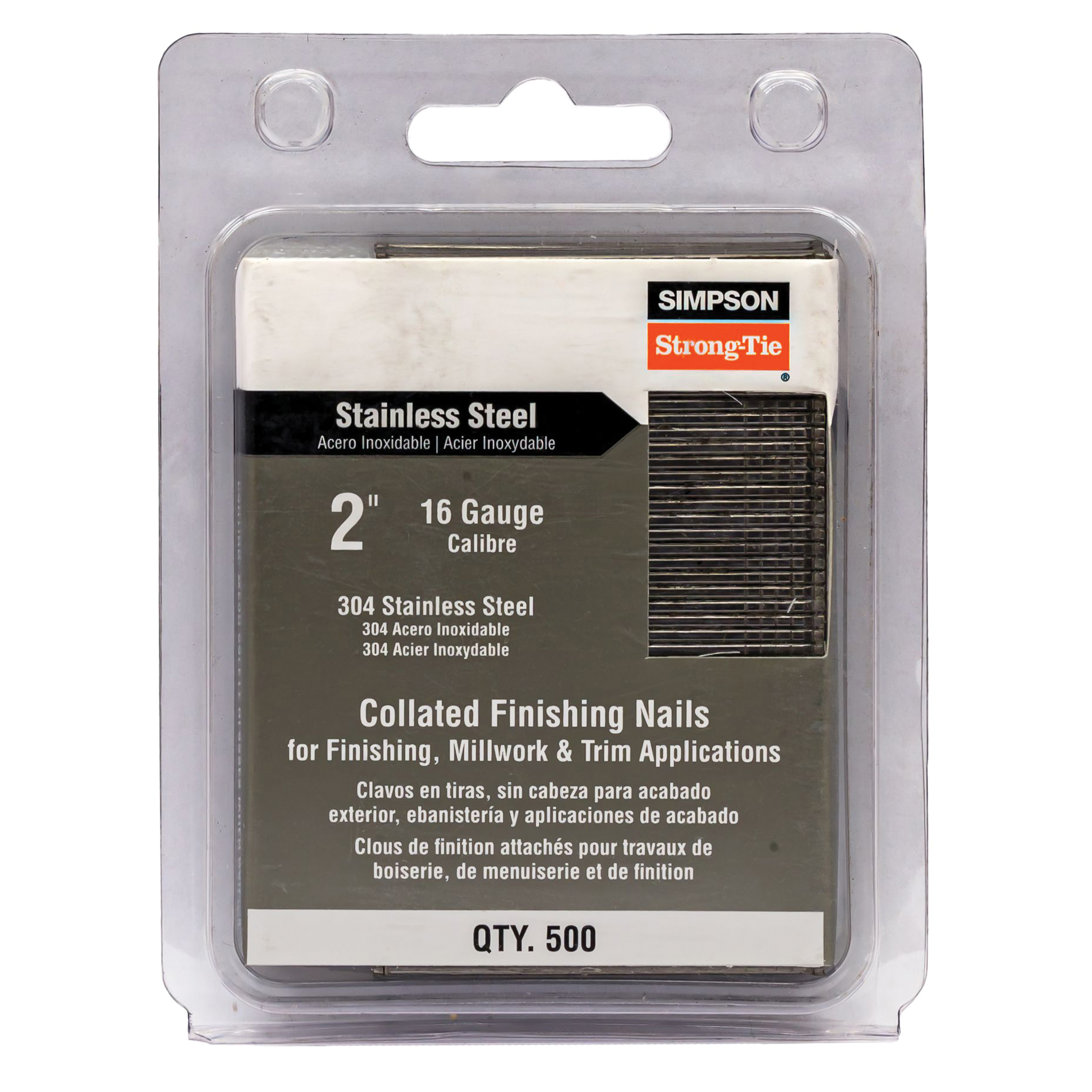 S16N200FNB Finishing Nail, Adhesive, Straight Collation, 2 in L, 16 ga