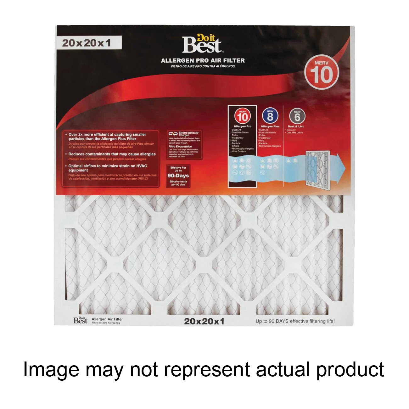 Do It Best 448091 Air Filter, 19-3/4 in L, 19-3/4 in W, 10 MERV