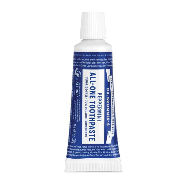 DR. BRONNER'S 371577 All-in-One Toothpaste, 1 oz Tube, Peppermint - 1