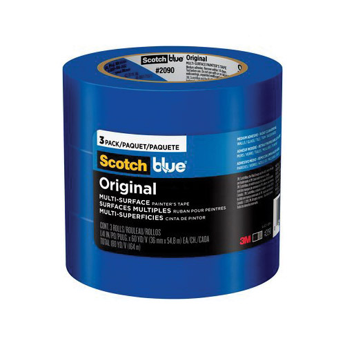ScotchBlue 2090 2090-36AP3 Painters Tape, 60 yd L, 1.41 in W, Paper Backing, Blue - 1