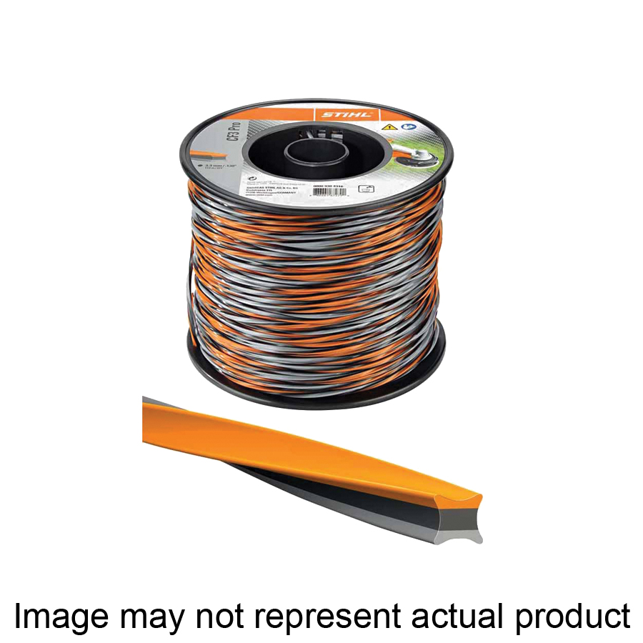 String Trimmer Line, Stihl, X-Shaped Line, 0.130 in Dia, 118 ft L, Black-Orange - 1