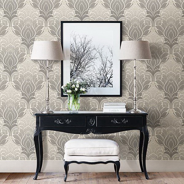 Decorative Wallpaper, Brewster, 20-1/2 in W, Charisma, Vinyl, Gray - 3