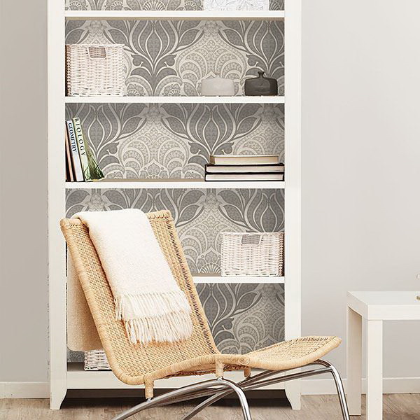 Decorative Wallpaper, Brewster, 20-1/2 in W, Charisma, Vinyl, Gray - 4