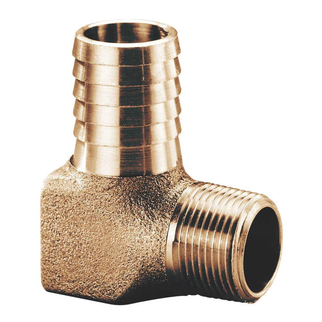 HE7501NL Heavy-Duty Hydrant Pipe Elbow, 3/4 x 1 in, MNPT x Barb, Brass