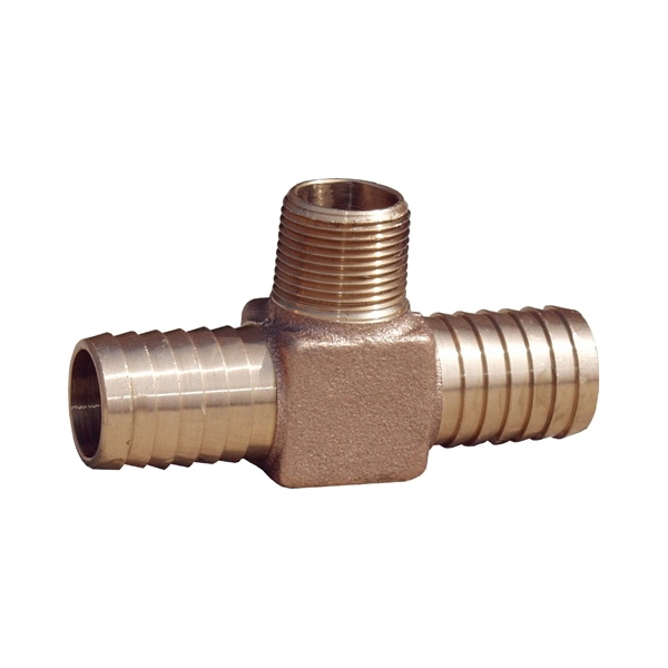 HT75NL Hydrant Pipe Tee, 3/4 in, Barb x MNPT, Brass
