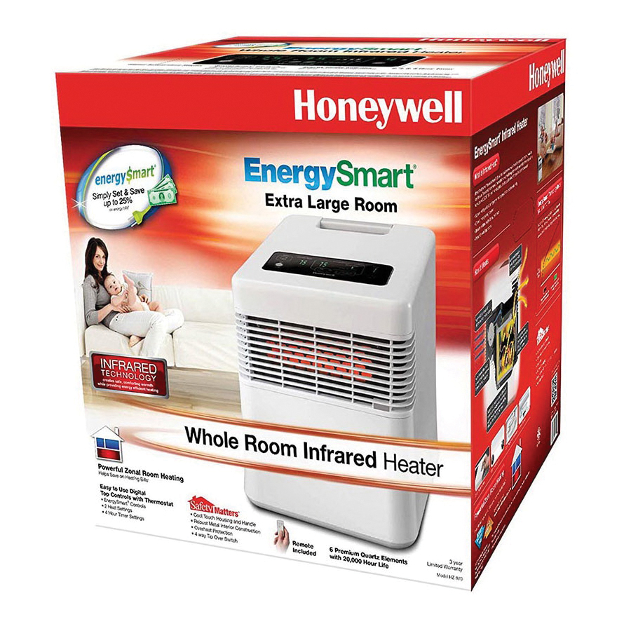 Honeywell HZ-970 Digital Heater, 12.5 A, 120 VAC, 1500 W, 5118 Btu, Remote Control, White