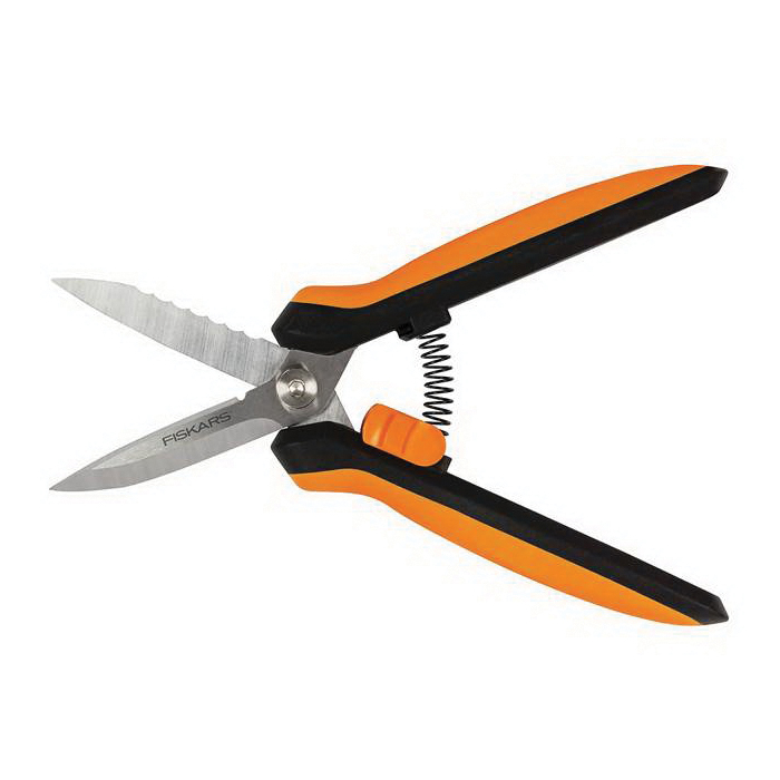 Fiskars 399220-1001 Multi-Purpose Garden Snip, 8 in OAL, Stainless Steel Blade, Soft-Grip Handle, Black/Orange Handle
