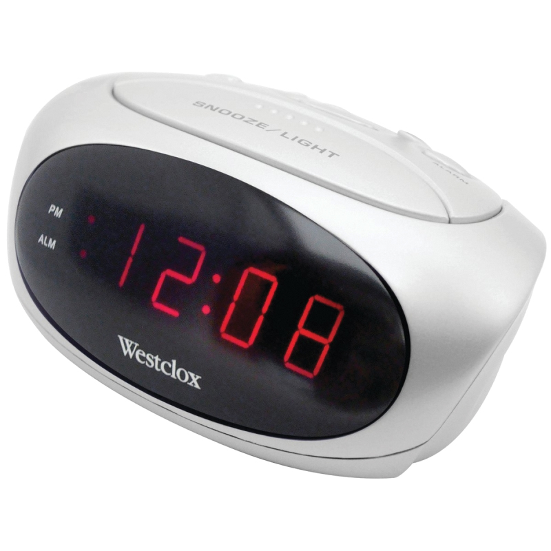 70044B Alarm Clock, AAA Battery, LED Display, White Case