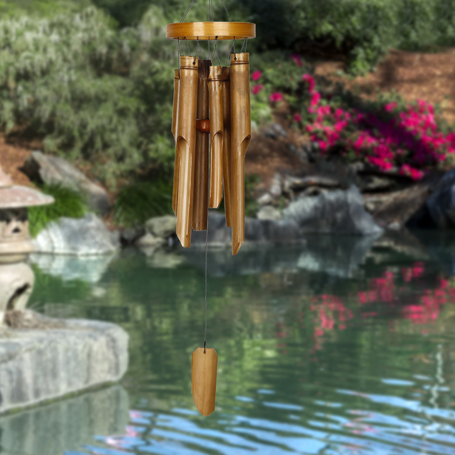 Woodstock Chimes C272 Medium Wind Chime, Ring, Bamboo, Natural, Hanging Mounting