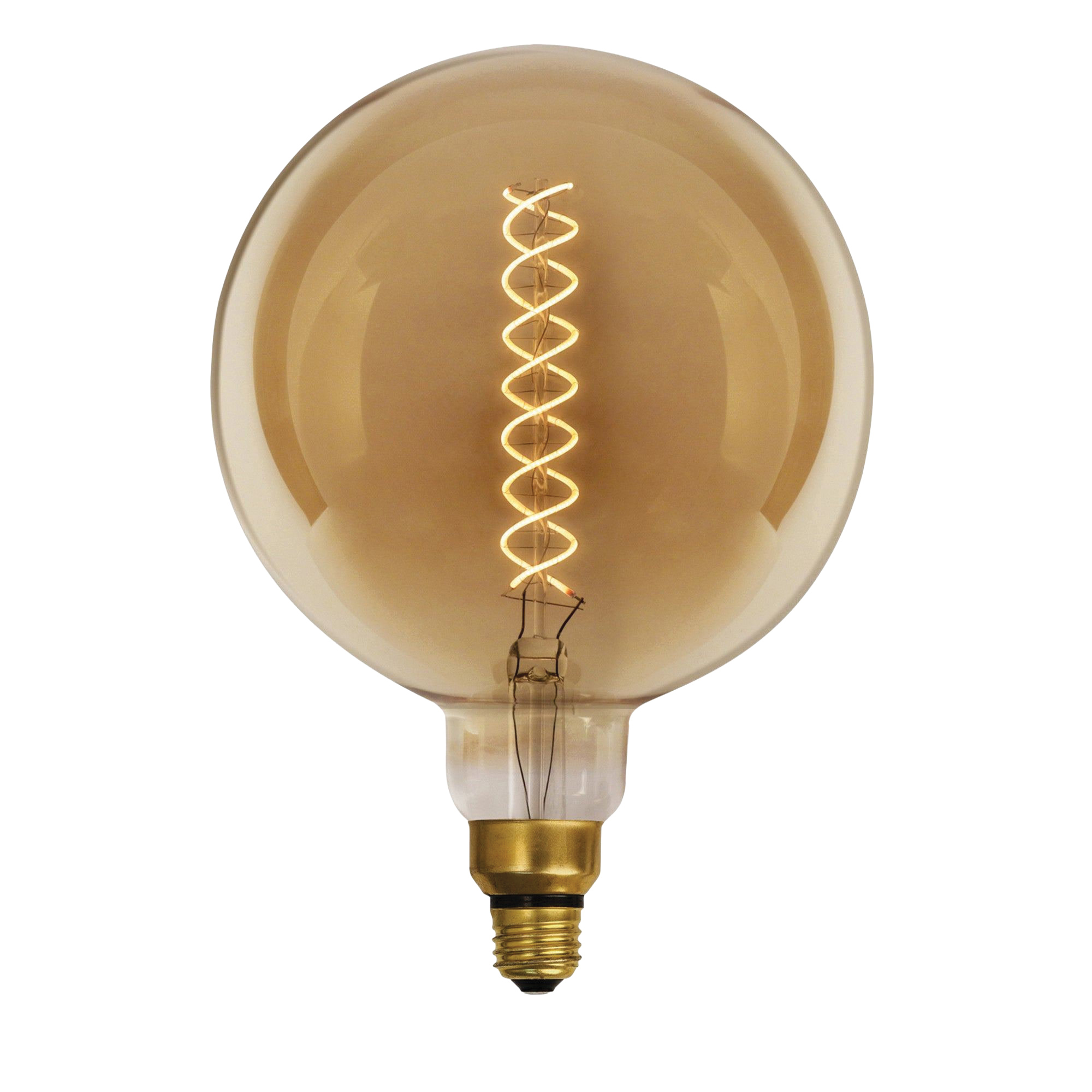 G63/S/820/LED Globe LED Bulb, Spiral Filament, G63 Lamp, 60 W Equivalent, E26 Lamp Base, Dimmable, Amber