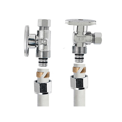 PP2887EZ No Crimp Straight Stop Valve, 1/2 x 3/8 in Connection, PEX Barb x Compression, 125 psi Pressure, Brass Body