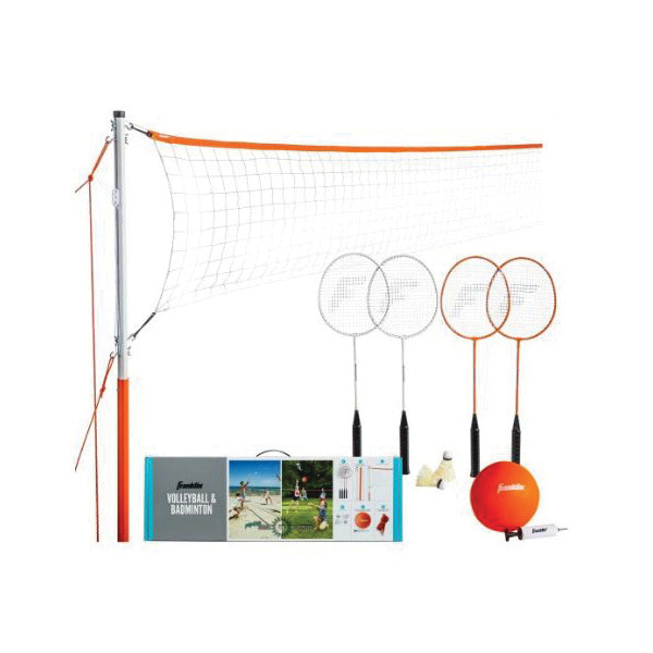 Sports 50610 Volleyball and Badminton Set, Metal/Plastic, Orange/White