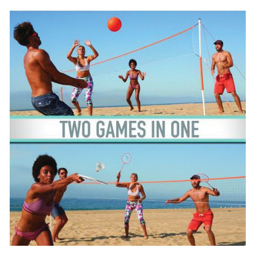 Franklin 50610 Volleyball and Badminton Set, Metal/Plastic, Orange/White - 3
