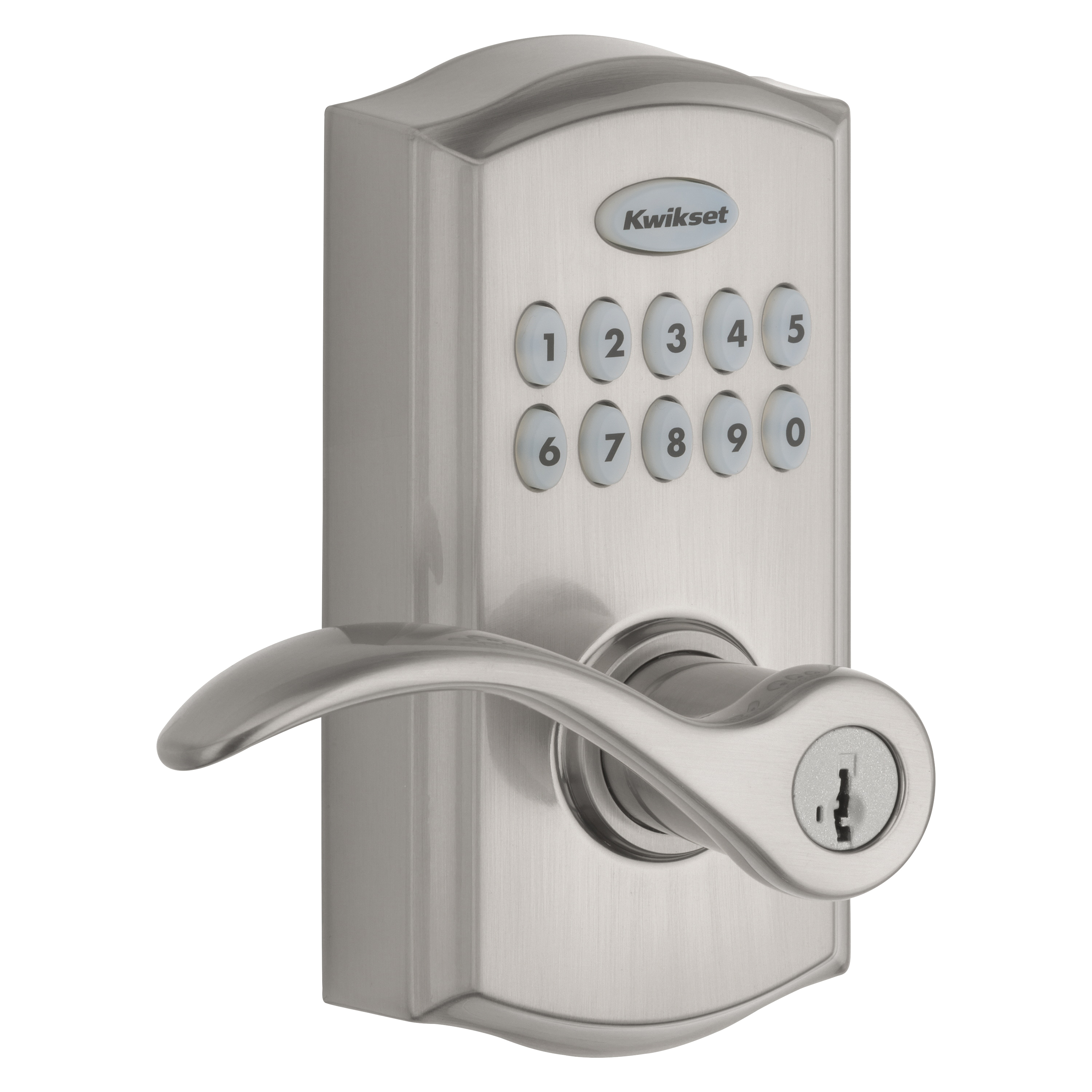 Kwikset 955PML 15 SMT CP Electronic Entry Lock, Satin Nickel, Commercial, AAA Grade, Zinc, Keypad Included