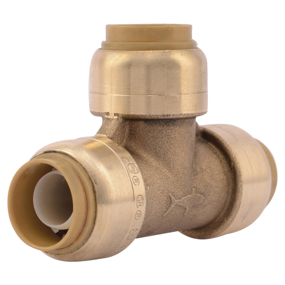 SharkBite U362A Pipe Tee, 1/2 in, Push-to-Connect, Brass, 200 psi Pressure