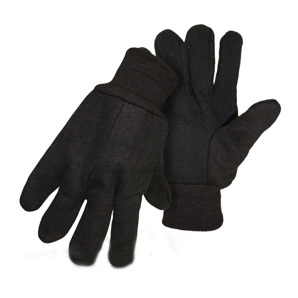 4024 Work Gloves, Knit Wrist Cuff, Cotton Jersey/Poly, Brown