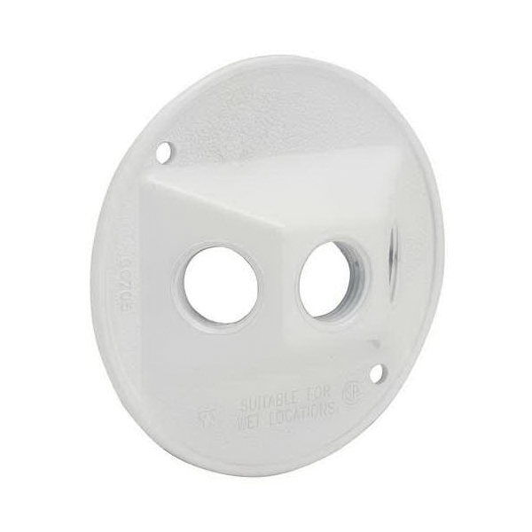 Bell 5197-6 Electrical Box Cover, 4-1/8 in Dia, 1.094 in L, Round, Aluminum (Metal), White, Powder-Coated