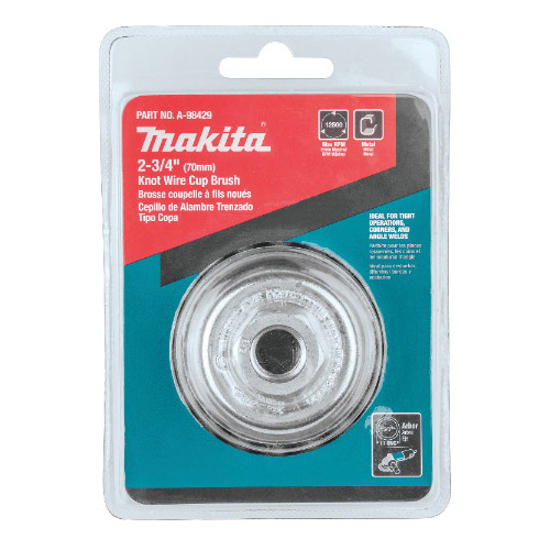 Makita A-98429 Wire Cup Brush, 2-3/4 in Dia, 5/8-11 Arbor/Shank, Knot Bristle, 0.02 in Dia Bristle - 4