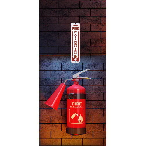 Hillman 844112 Safety Sign, Fire Extinguisher, Red Legend, White Background, Aluminum, 18 in L, 4 in W
