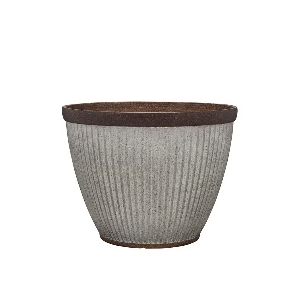 HDR-064787 Planter, 7-2/5 in H, 10 in W, 10 in D, Round, Resin, Rust, Galvanized