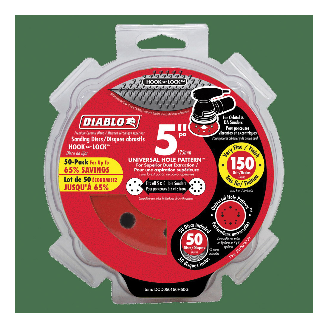 Diablo D050120H50G Sanding Disc, 5 in Dia, 120 Grit, Medium, Ceramic Abrasive, 12-Hole - 2