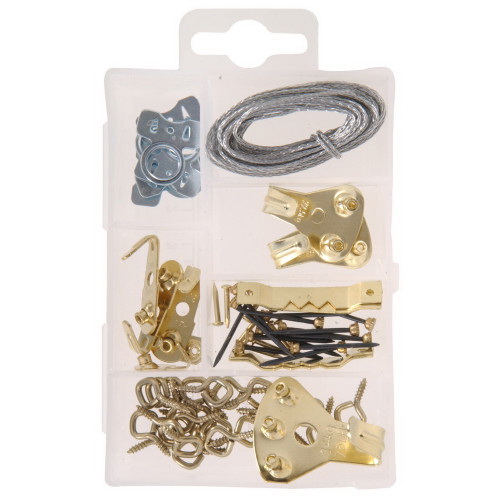 130278 Picture Hanging Kit, Steel, Brass