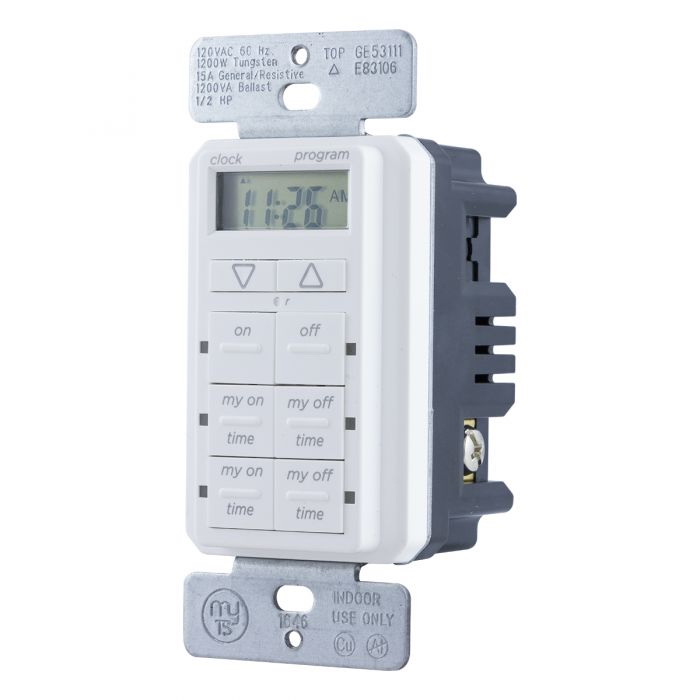myTouchSmart 26893-P1 Digital Timer, 15 A, 120 VAC, 1200 W, 1440 min Time Setting, White