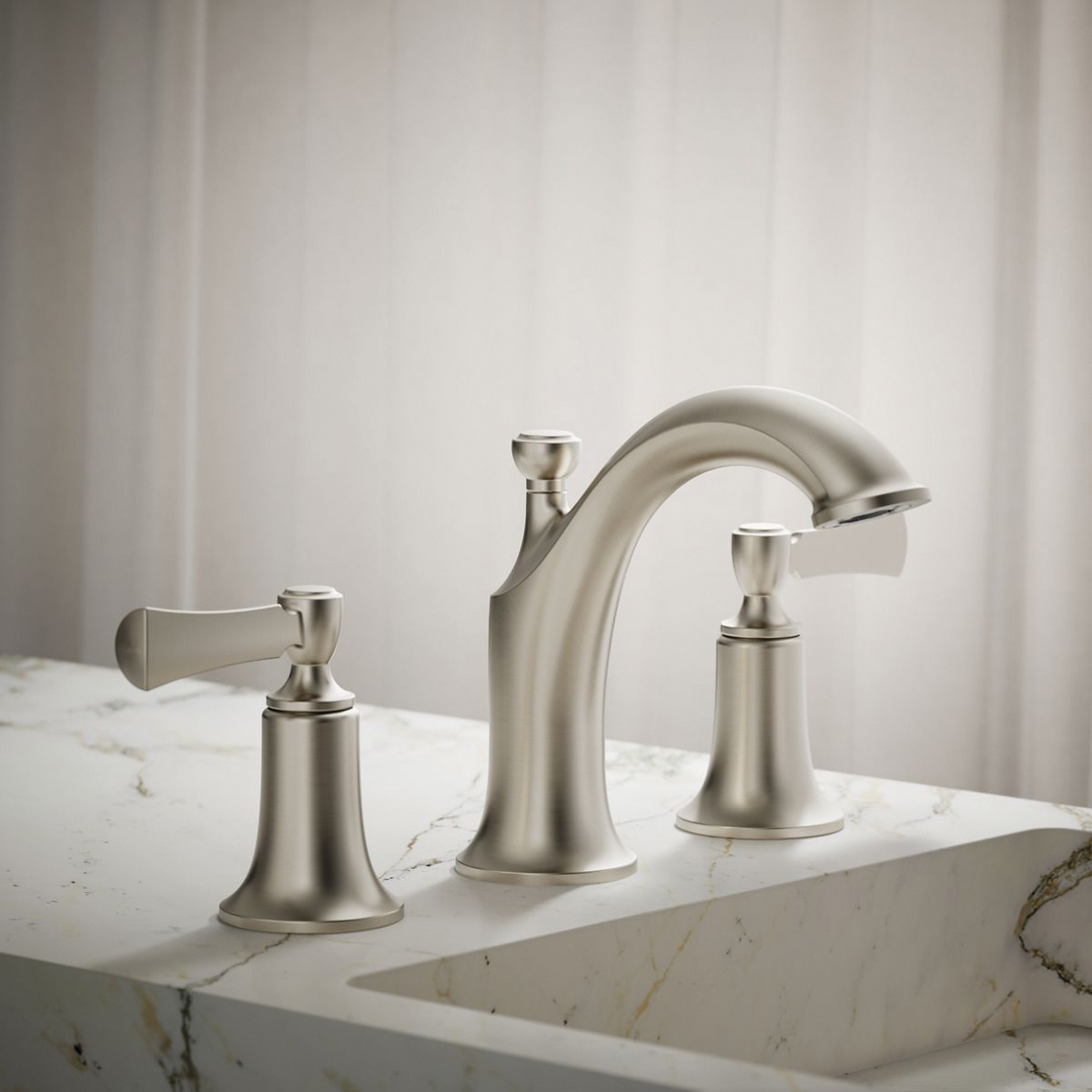 Kohler Elliston Series K-R72781-4D1-BN Widespread Bathroom Faucet, 1.2 gpm, 2-Faucet Handle, 3-Faucet Hole, Yes - 3