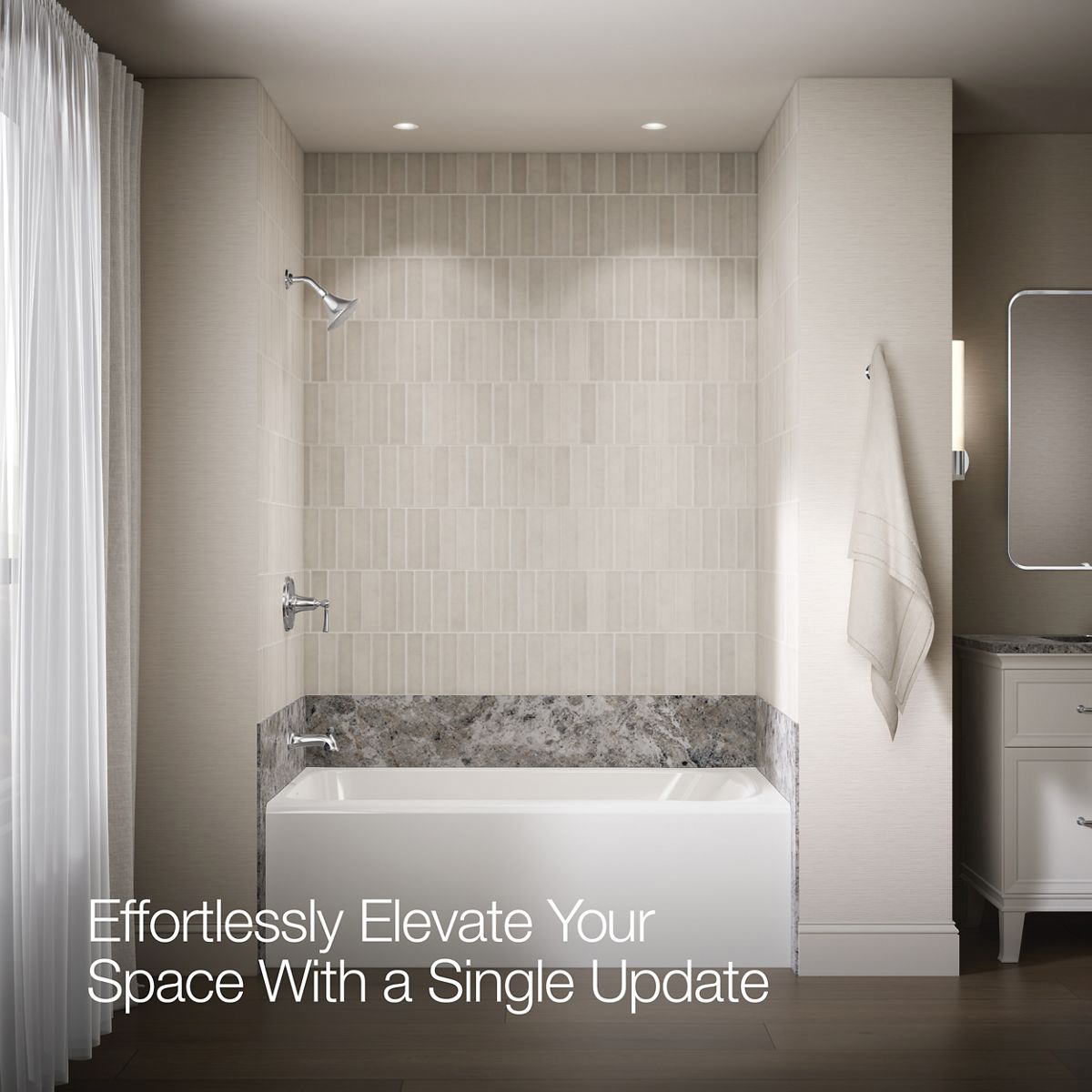 Kohler Elliston Series K-R72783-4G-CP Tub and Shower Faucet Combination, 1.75 gpm Showerhead, 1-Handle, Chrome-Plated - 3