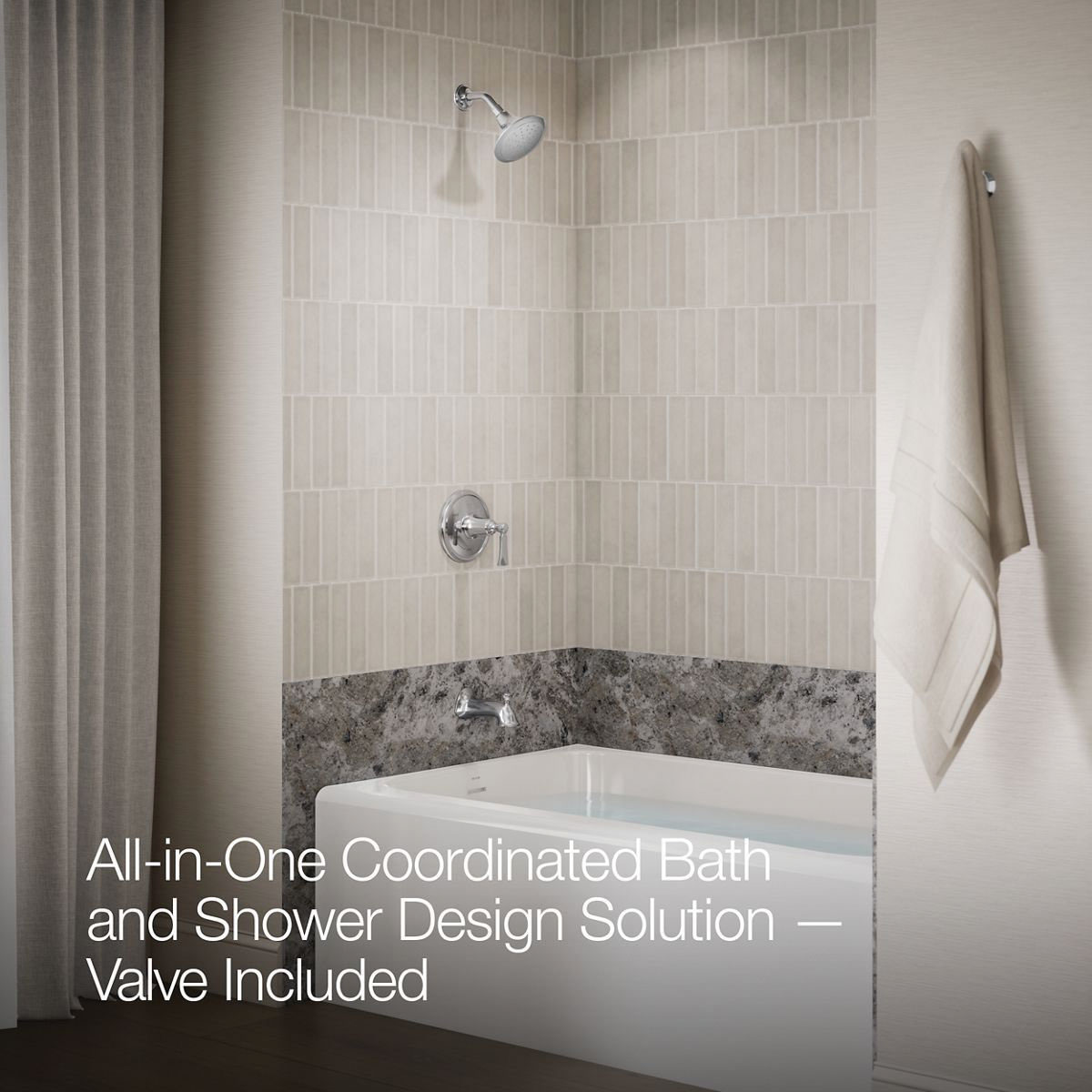 Kohler Elliston Series K-R72783-4G-CP Tub and Shower Faucet Combination, 1.75 gpm Showerhead, 1-Handle, Chrome-Plated - 4